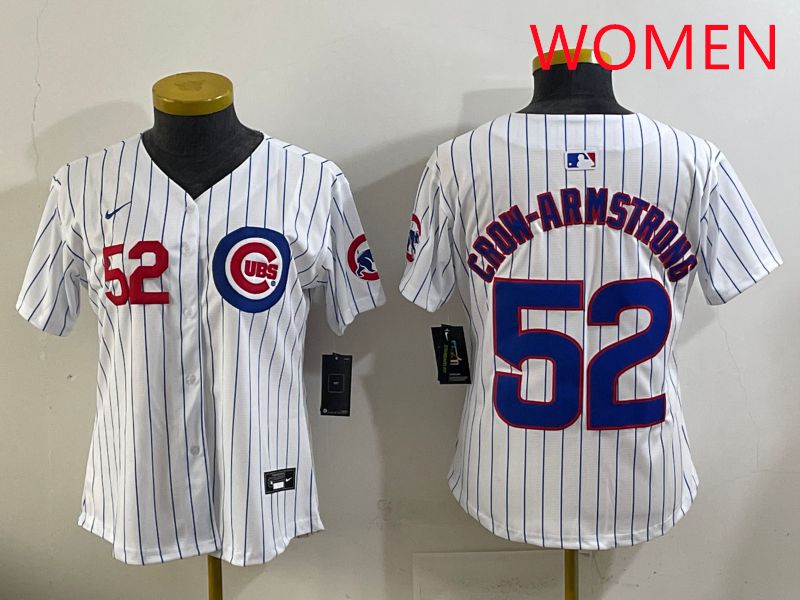 Women 2025 Chicago Cubs #52 Crow-Armstrong White Stripe Game Nike MLB Jersey style 2